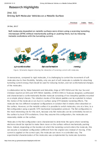[Research Highlights Vol.32] Driving Soft Molecular Vehicles on a Metallic Surface thumbnail