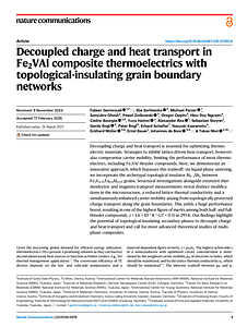 Nature Communications--Decoupled charge and heat transport in Fe2VAl composite thermoelectrics with topological-insulating grain boundary networks.pdf