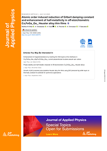 JAP_2025_Atomic order induced reduction of Gilbert damping constant and enhancement of half-metallicity in off-stoichiometric Co2FeGa0.5Ge0.5 Heusler alloy thin films.pdf