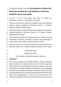 clear copy-Evaluation of dielectric  function models for calculation of electron inelastic mean free  path.docx