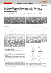 Asian J Org Chem - 2025 - Shan - Synthesis of Tetraaryl Diazachrysenes by the Povarov Reaction and   Extension To Construct.pdf