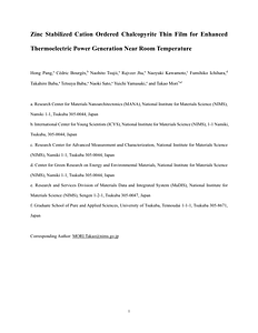 MDI-ACS Materials Letters--Zinc Stabilized Chalcopyrite CuFeS2 Thin Film for the Enhanced Thermoelectric Power Generation Near Room Temperature.pdf