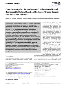 Advanced Science - 2024 - Si - Data‐Driven Cycle Life Prediction of Lithium Metal‐Based Rechargeable Battery Based on.pdf