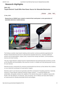 [Vol. 57]тАШLiquid ElectretтАЩ Could Offer New Power Source for Wearable Electronics_ WPI-MANA.pdf
