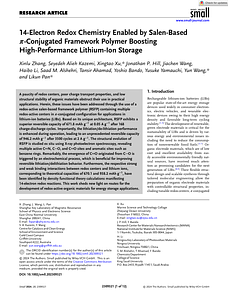 Small - 2024 - Zhang - 14‐Electron Redox Chemistry Enabled by Salen‐Based  ‐Conjugated Framework Polymer Boosting.pdf