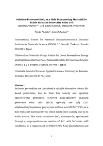 Solution-Processed SnOX as a Hole Transporting Material for Stable Sn-based Perovskite Solar Cell.docx