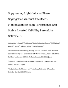 Suppressing Light-Induced Phase Segregation via Dual Interfaces Modification for High-Performance and Stable Inverted CsPbIBr2 Perovskite Solar Cells.docx