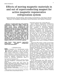 Accepted Manuscript_Effects of moving magnetic materials in and out of superconducting magnet for active magnetic regenerative refrigeration system.docx