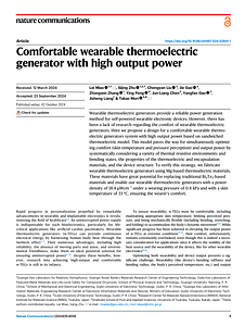 Nature Communications--Comfortable wearable thermoelectric generator with high output power.pdf