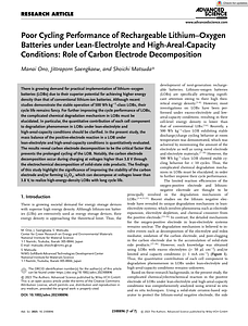 Advanced Science - 2023 - Ono - Poor Cycling Performance of Rechargeable Lithium Oxygen Batteries under Lean‐Electrolyte (3).pdf