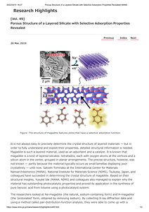 [Vol. 49]Porous Structure of a Layered Silicate with Selective Adsorption Properties Revealed_ WPI-MANA.pdf