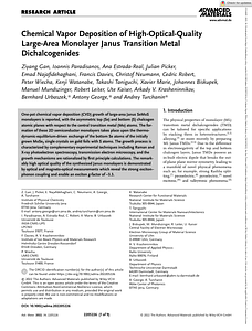 Advanced Materials - 2022 - Gan - Chemical Vapor Deposition of High‐Optical‐Quality Large‐Area Monolayer Janus Transition.pdf