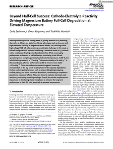 Advanced Science - 2025 - Setiawan - Beyond Half‐Cell Success  Cathode‐Electrolyte Reactivity Driving Magnesium Battery (1).pdf