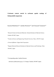 Carbonate content control in carbonate apatite coatings of biodegradable magnesium Ceramic Int 50 2024.pdf