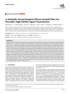 Small Structures - 2026 - Zhang - A Knittable Neural‐Inspired MXene‐Aramid Fiber for Wearable High‐Fidelity Signal.pdf