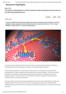 [Vol. 72]тАЬOn-Surface ShapeshiftersтАЭ Exhibit Oxidation-State-Dependent Conformational and Self-assembly Behaviors_ WPI-MANA.pdf