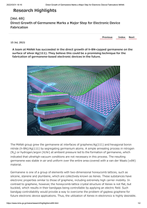 [Vol. 69]Direct Growth of Germanene Marks a Major Step for Electronic Device Fabrication_ WPI-MANA.pdf