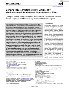 Small - 2024 - Liu - Grinding‐Induced Water Solubility Exhibited by Mechanochromic Luminescent Supramolecular Fibers.pdf