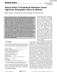 Energy Tech - 2025 - Nomura - Rational Choice of Amide‐Based Electrolytes Toward High‐Power Rechargeable Lithium‐Air.pdf