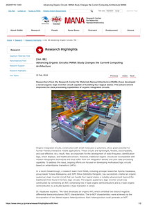 [Vol. 88]Advancing Organic Circuits_ MANA Study Changes the Current Computing Architecture_ MANA.pdf