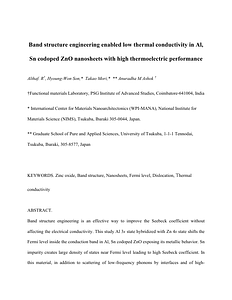 MDI-ACS Applied Energy Materials-High Thermoelectric Performance in Al- and Sn-Codoped ZnO Nanosheets via Synergistic Band Structure Engineering with Low Thermal Conductivity.pdf